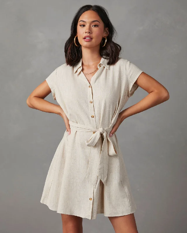 Mini dresses with empire waists for a flattering fit Larue Linen Button Down Mini Dress Mini dresses with empire waists for a flattering fit Larue Linen Button Down Mini Dress
