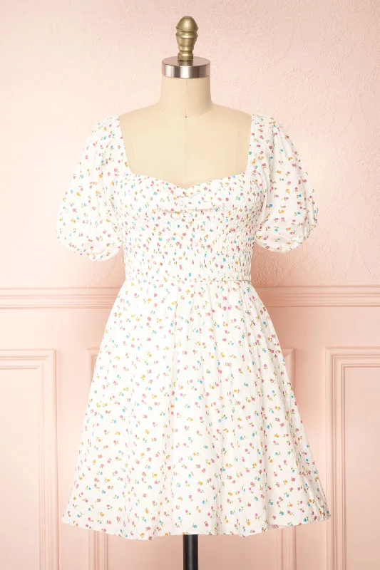 Mini dresses with wrap - around styles Theodora | Floral Babydoll Dress w/ Sweetheart Neckline Mini dresses with wrap - around styles Theodora | Floral Babydoll Dress w/ Sweetheart Neckline