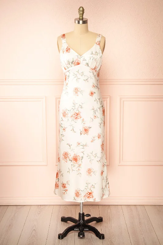 Linen mini dresses for a breathable summer option Charlize | Floral Satin Midi Dress