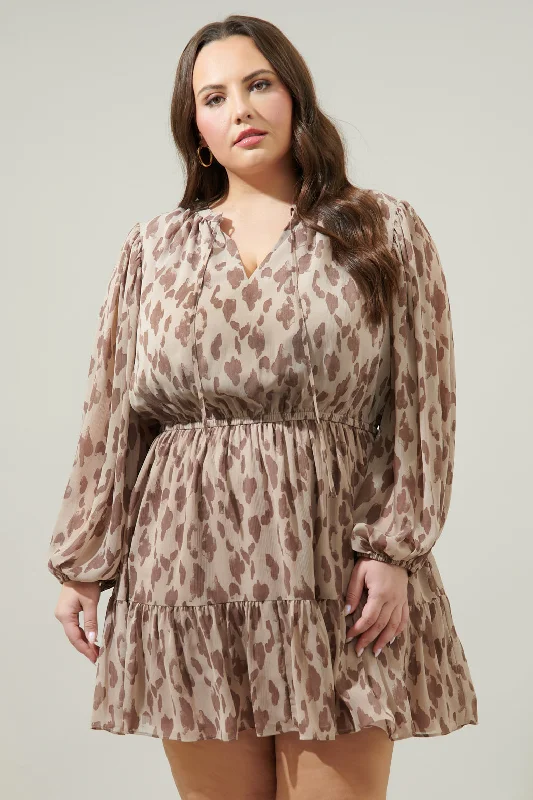 Mini dresses with keyhole necklines Sandalwood Leopard Paxton Balloon Sleeve Mini Dress Curve Mini dresses with keyhole necklines Sandalwood Leopard Paxton Balloon Sleeve Mini Dress Curve