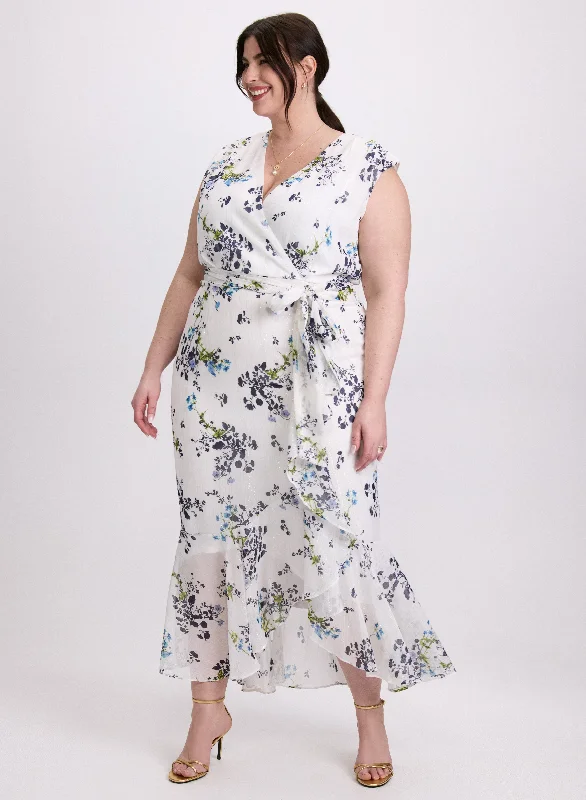 Mini dresses with gathered skirts for a voluminous effect Floral Ruffle Hem Dress