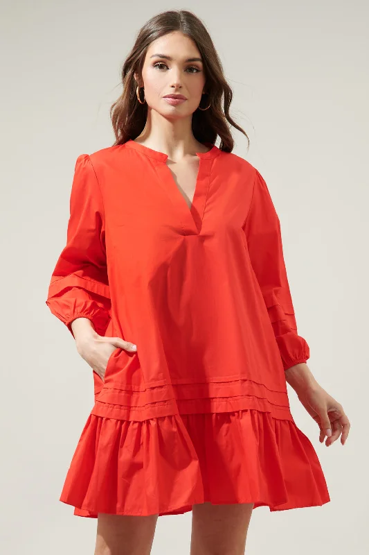 Mini dresses with embroidered details for a unique touch Velma Ruffle Shift Dress