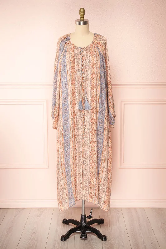 Strapless mini dresses for a beach vacation Ouadjet | Relaxed Fit Long Sleeve Midi Dress