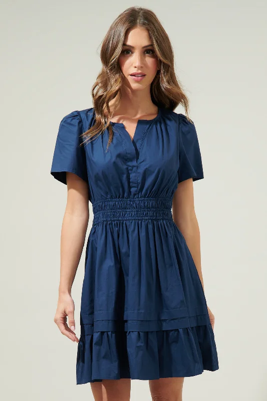 Mini dresses with abstract prints for an artistic look Miller Split Neck Dress