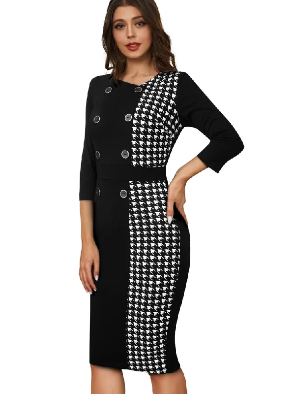 Midi dresses with denim fabric for a casual yet stylish day out BerriesJam - Classy Color Block Patchwork Bodycon Dress Midi dresses with denim fabric for a casual yet stylish day out BerriesJam - Classy Color Block Patchwork Bodycon Dress