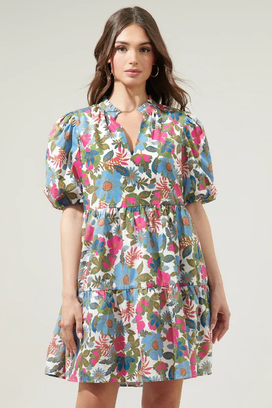 Mini dresses with ruched bodices for a feminine touch Avitall Floral Jacey Babydoll Mini Dress