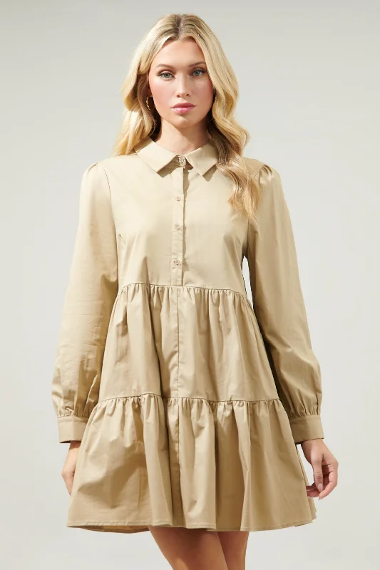 Animal print mini dresses for a bold statement Rochester Button Down Babydoll Dress