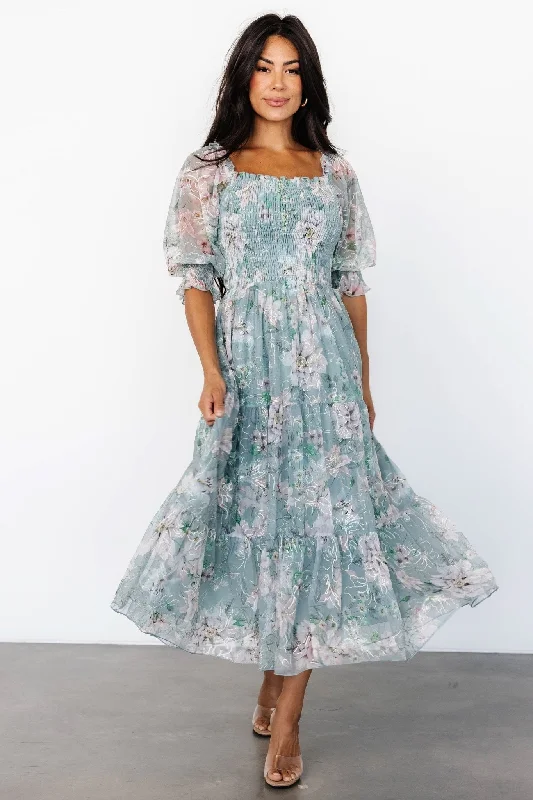 Midi dresses with empire waists for a flattering maternity option Fabian Jacquard Midi Dress | Light Sage + Blush Midi dresses with empire waists for a flattering maternity option Fabian Jacquard Midi Dress | Light Sage + Blush