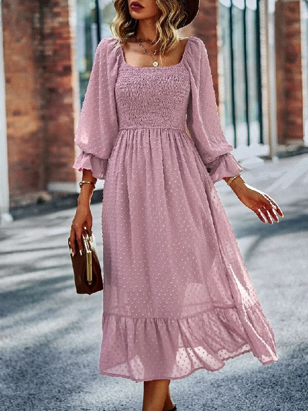 Sheath midi dresses with beaded embellishments for a formal occasion FashionSierra - Chic Lace Lantern Sleeve Ruffles Square Collar Dress Sheath midi dresses with beaded embellishments for a formal occasion FashionSierra - Chic Lace Lantern Sleeve Ruffles Square Collar Dress