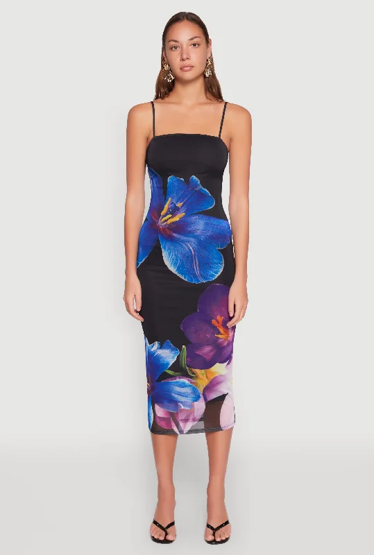 Plaid midi dresses for a fall - themed family gathering Almost Famous Floral Print Mesh Dress Plaid midi dresses for a fall - themed family gathering Almost Famous Floral Print Mesh Dress