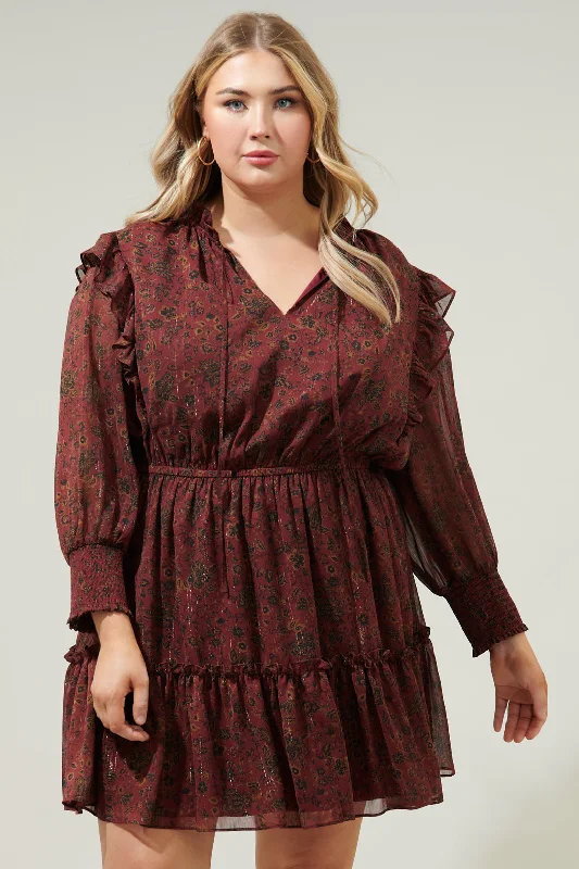 Mini dresses with one - shoulder designs Carmina Beau Idra Ruffle Chiffon Dress Curve Mini dresses with one - shoulder designs Carmina Beau Idra Ruffle Chiffon Dress Curve