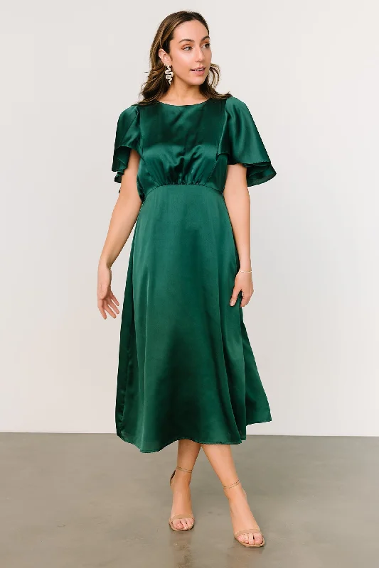 Midi dresses with polka dot prints for a playful summer outfit Cinta Satin Midi Dress | Emerald Midi dresses with polka dot prints for a playful summer outfit Cinta Satin Midi Dress | Emerald