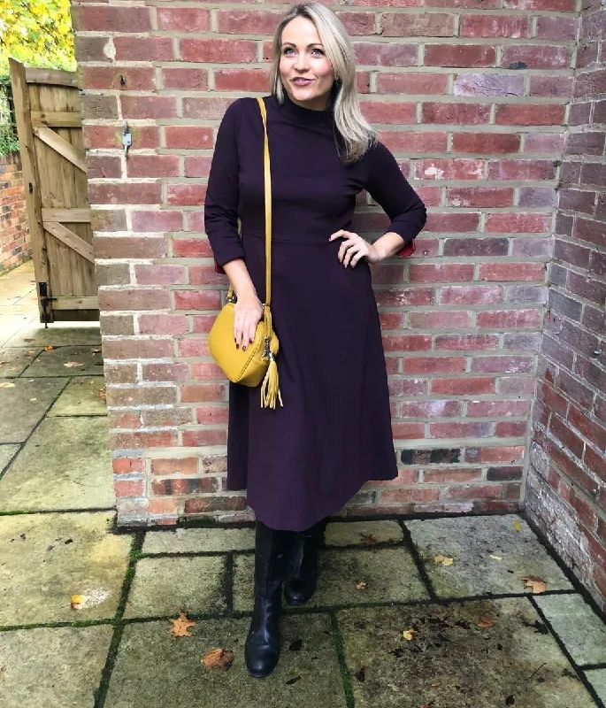 Midi dresses with metallic threads for a glamorous evening event Aubergine Nerissa Fit & Flare Dress Midi dresses with metallic threads for a glamorous evening event Aubergine Nerissa Fit & Flare Dress
