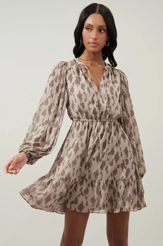Printed mini dresses for a casual day out Sandalwood Leopard Paxton Balloon Sleeve Mini Dress Printed mini dresses for a casual day out Sandalwood Leopard Paxton Balloon Sleeve Mini Dress