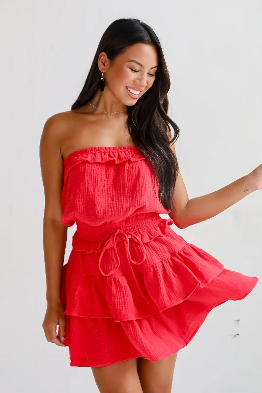 Denim mini dresses with distressed details FINAL SALE - On The Sidelines Linen Strapless Mini Dress Denim mini dresses with distressed details FINAL SALE - On The Sidelines Linen Strapless Mini Dress