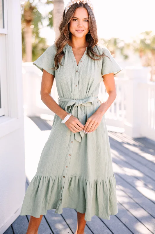 Midi dresses with tassel accents for a bohemian and free - spirited style This Is The Day Mint Green Gauze Midi Dress Midi dresses with tassel accents for a bohemian and free - spirited style This Is The Day Mint Green Gauze Midi Dress