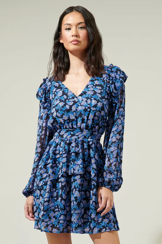 Mini dresses with polka dot patterns Mirtha Floral Pleated Mini Dress