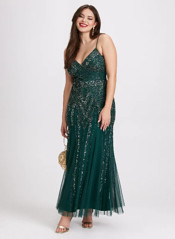 Mini dresses with beaded embellishments for a fancy event Embellished Evening Gown