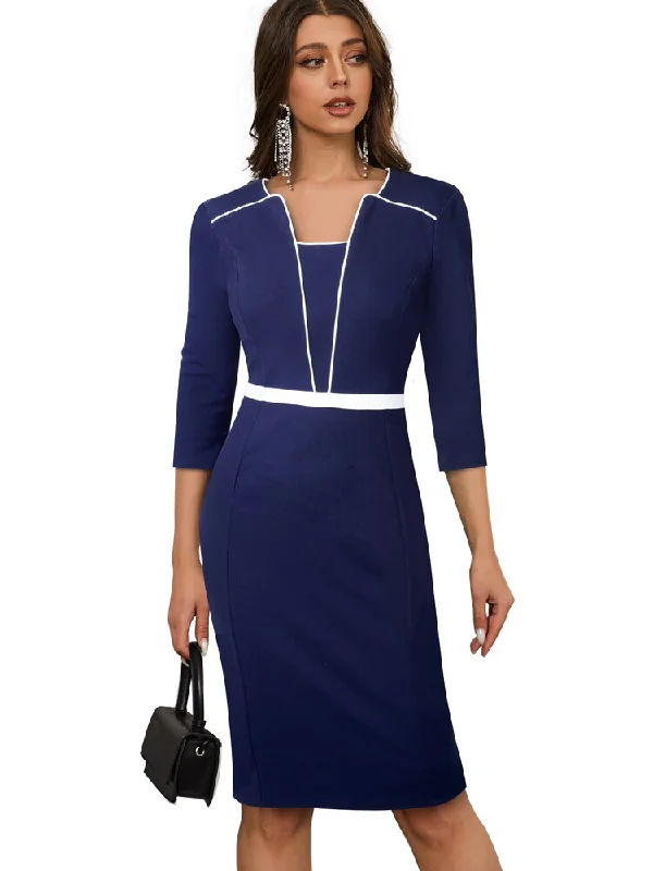Maxi - inspired midi dresses with flowing fabrics for a beachy vibe BerriesJam - Fashion Contrast Color Patchwork Work Dress Maxi - inspired midi dresses with flowing fabrics for a beachy vibe BerriesJam - Fashion Contrast Color Patchwork Work Dress