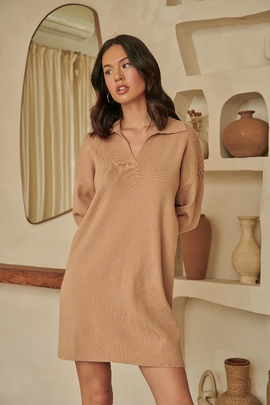 Mini dresses with cut - out details for a trendy look Emerla Relaxed Collared Sweater Dress Mini dresses with cut - out details for a trendy look Emerla Relaxed Collared Sweater Dress