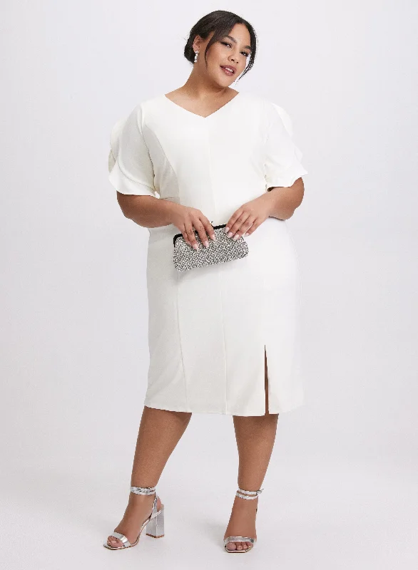Mini dresses with geometric prints for a modern aesthetic Fitted Tulip Sleeve Dress