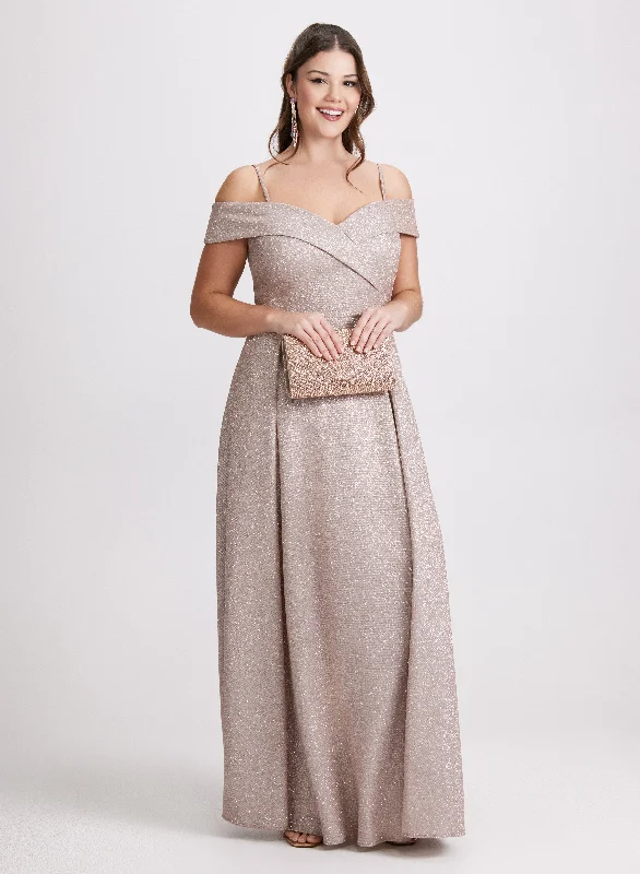 Mini dresses with wrap - around styles Glitter Off-The-Shoulder Dress