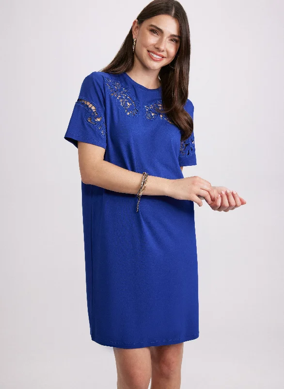 Leather mini dresses for a edgy style Embroidered T-Shirt Dress