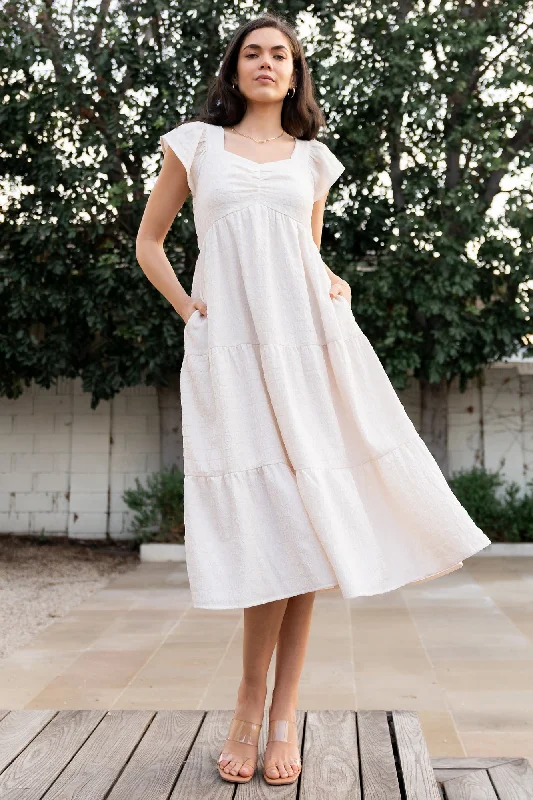 Midi dresses with one - shoulder designs for a modern and asymmetric style Kesler Midi Dress | Cream Midi dresses with one - shoulder designs for a modern and asymmetric style Kesler Midi Dress | Cream