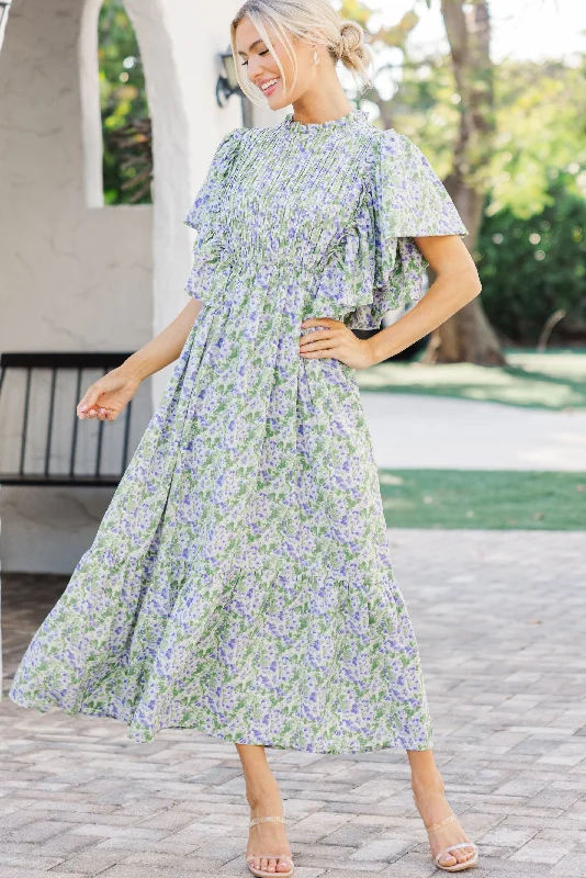 Midi dresses with V - necklines for a flattering and elongating effect Say You Love It Purple Watercolor Midi Dress Midi dresses with V - necklines for a flattering and elongating effect Say You Love It Purple Watercolor Midi Dress