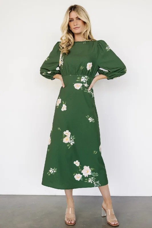Midi dresses with button - down skirts for a unique and functional design Karalie Maxi Dress | Green Floral Midi dresses with button - down skirts for a unique and functional design Karalie Maxi Dress | Green Floral