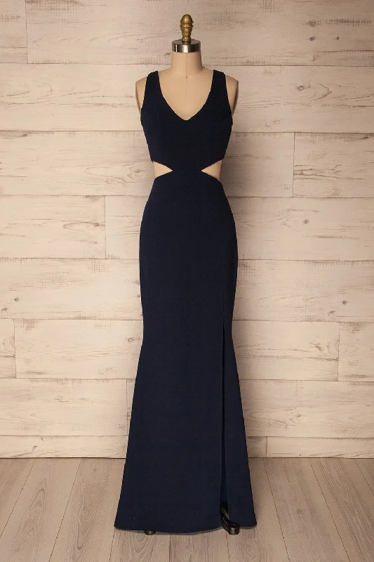 Polyester mini dresses for easy care Kiira Navy | Mermaid Gown