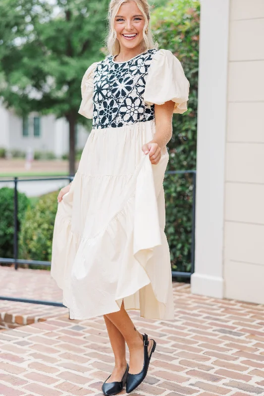 Sheath midi dresses with beaded embellishments for a formal occasion For The Moment Taupe Crochet Midi Dress Sheath midi dresses with beaded embellishments for a formal occasion For The Moment Taupe Crochet Midi Dress