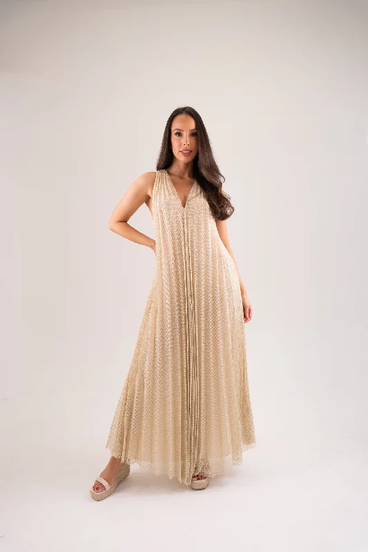 Midi dresses with off - the - shoulder necklines for a flirty look Kayla Pleated Overlay Dress In Neutral Midi dresses with off - the - shoulder necklines for a flirty look Kayla Pleated Overlay Dress In Neutral