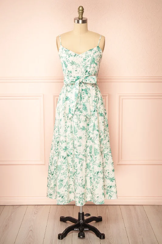 Mini dresses with side slits for a sexy appeal Edeline | Green Floral Openwork Midi Dress Mini dresses with side slits for a sexy appeal Edeline | Green Floral Openwork Midi Dress