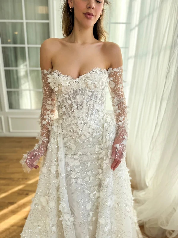 Mini dresses with V - necklines for a flattering shape Jasmine Ivory Lace Gown