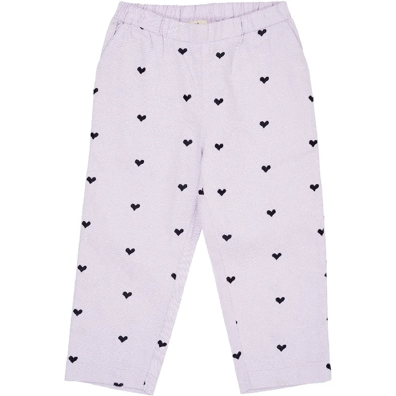 Cigarette Style Women's Printed Linen Blend Pants for Casual DaysCopenhagen Colors Lavender W. Navy Hearts Twill Heart Pants Cigarette Style Women's Printed Linen Blend Pants for Casual DaysCopenhagen Colors Lavender W. Navy Hearts Twill Heart Pants