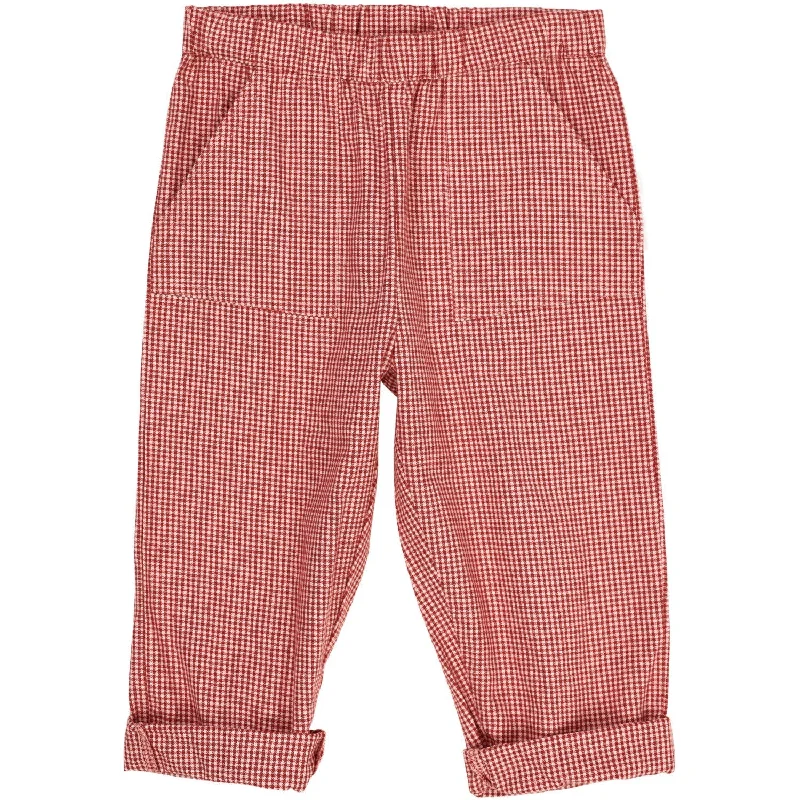 Palazzo Style Women's Printed Trousers in Bohemian PatternsCopenhagen Colors Red Check Combi Check Pants Palazzo Style Women's Printed Trousers in Bohemian PatternsCopenhagen Colors Red Check Combi Check Pants