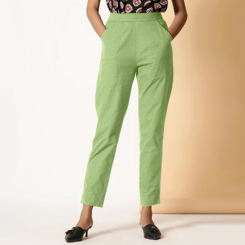 Flare Leg Women's Satin Trousers for a Glamorous Night OutGreen Cotton Flax Elasticated High-Rise Tapered Pant Flare Leg Women's Satin Trousers for a Glamorous Night OutGreen Cotton Flax Elasticated High-Rise Tapered Pant