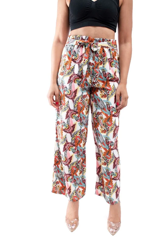 Skinny Fit Women's Leather Look Leggings for a Rocker VibeLadies Printed Cream Palazzo