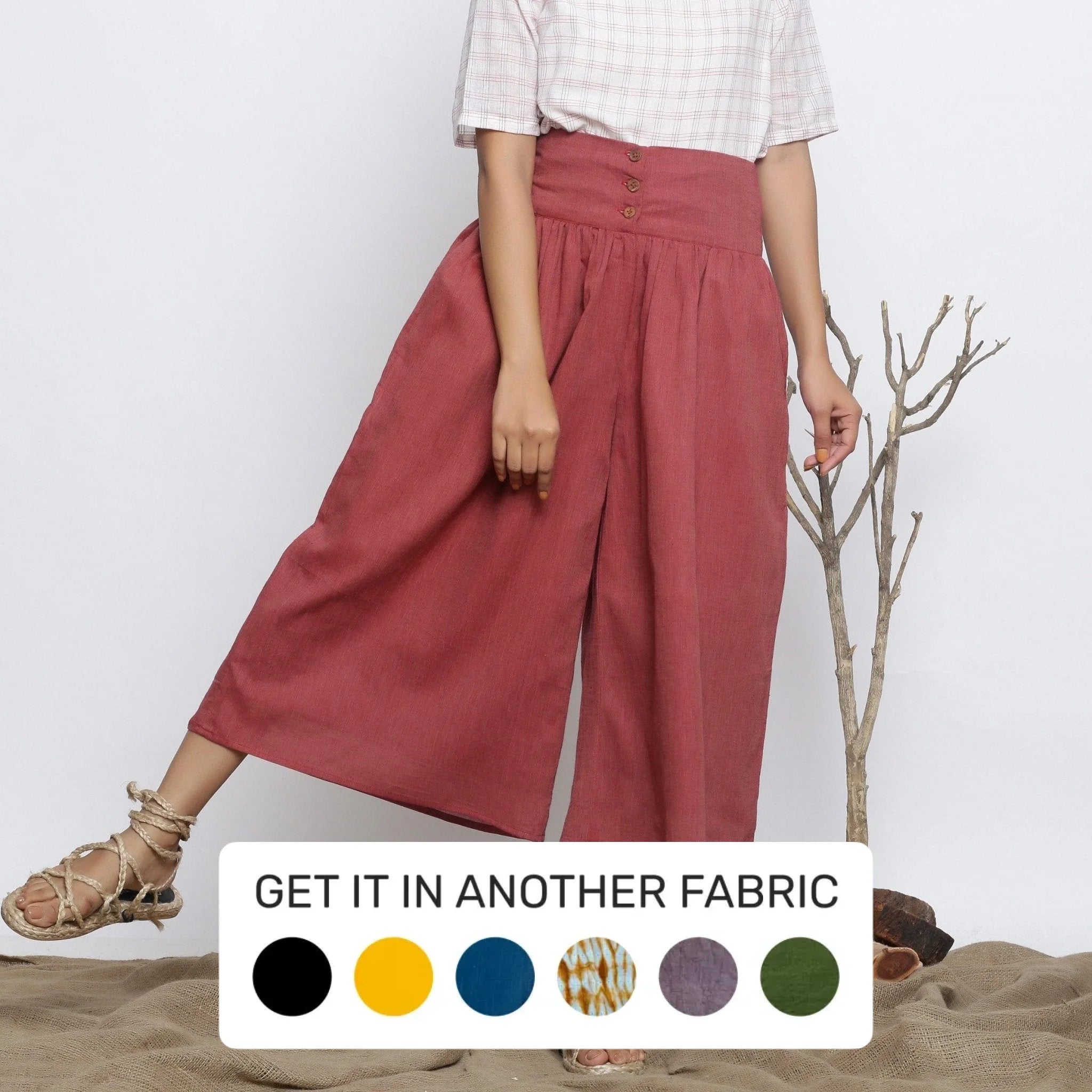 Women's Straight - Leg Linen Pants for a Breezy Summer LookMaroon Handspun Cotton Muslin Flared High-Rise Pant Women's Straight - Leg Linen Pants for a Breezy Summer LookMaroon Handspun Cotton Muslin Flared High-Rise Pant