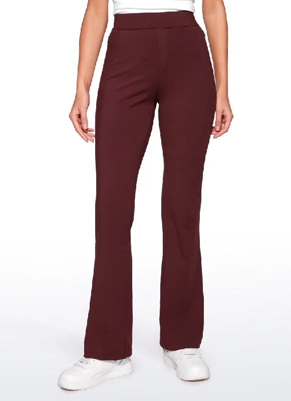 Tapered Leg Women's Wool Blend Trousers for WinterStretch Flared Pants with Zip Pockets 31" Tapered Leg Women's Wool Blend Trousers for WinterStretch Flared Pants with Zip Pockets 31"