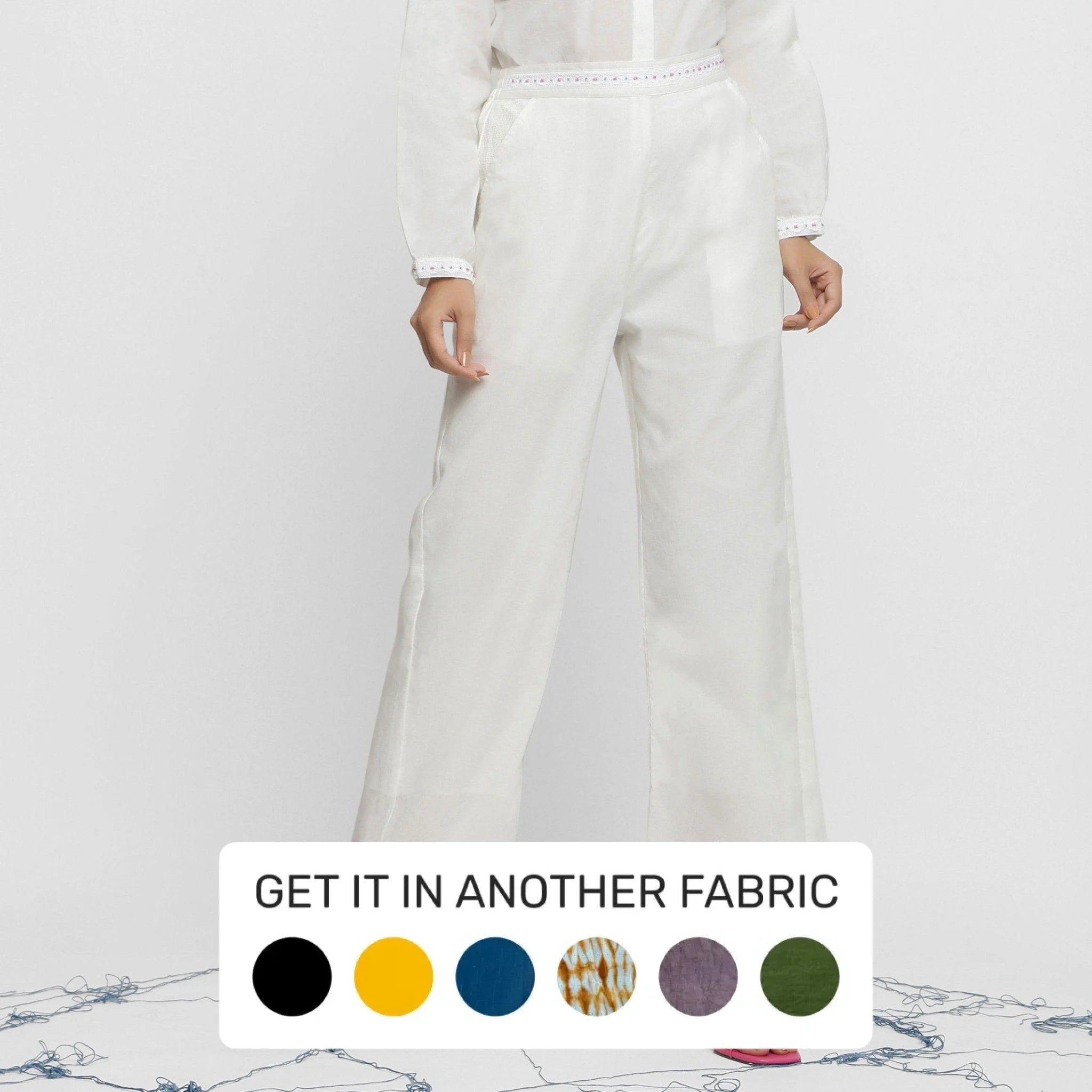 Wide - Leg Women's Chiffon Palazzo Pants for a Flowy AppealWhite Elasticated Organic Cotton Lace Mid-Rise Pant Wide - Leg Women's Chiffon Palazzo Pants for a Flowy AppealWhite Elasticated Organic Cotton Lace Mid-Rise Pant