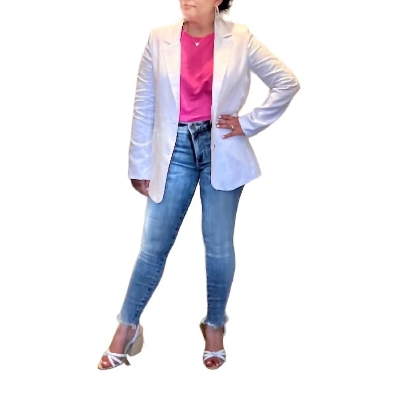 Plus Size Women's Military - Inspired Blazers with Gold Accents for a Bold LookGia Blazer in White Plus Size Women's Military - Inspired Blazers with Gold Accents for a Bold LookGia Blazer in White