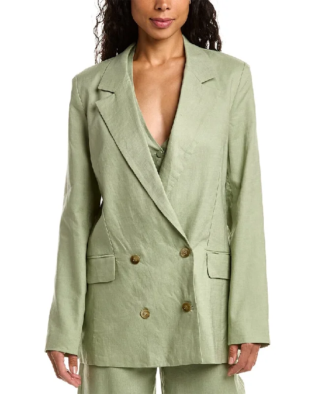 Women's Tailored Stretch Blazers in Navy Blue for Business MeetingsNicholas Ayla Double-Breasted Linen Blazer Women's Tailored Stretch Blazers in Navy Blue for Business MeetingsNicholas Ayla Double-Breasted Linen Blazer