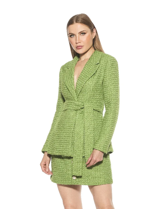 Women's Belted Blazers in Camel Color for a Sophisticated OutfitOlya Plaid Blazer