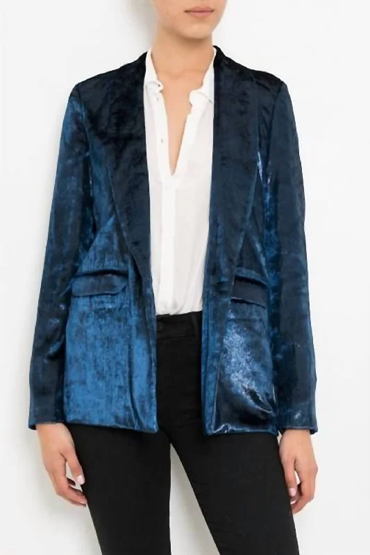 Double - Breasted Women's Polyester Blazers in Bright Colors for a Fun StyleShawl Collar Jacket In Blue Double - Breasted Women's Polyester Blazers in Bright Colors for a Fun StyleShawl Collar Jacket In Blue