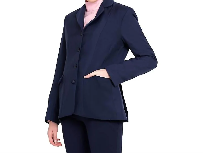 Plus Size Women's Military - Inspired Blazers with Gold Accents for a Bold LookStarter Show Coat In Navy Plus Size Women's Military - Inspired Blazers with Gold Accents for a Bold LookStarter Show Coat In Navy
