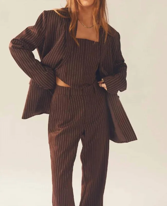 Women's Slim - Fit Blazers in Charcoal Gray for a Professional AppearanceTalula Pinstripe Blazer in Chocolate Women's Slim - Fit Blazers in Charcoal Gray for a Professional AppearanceTalula Pinstripe Blazer in Chocolate