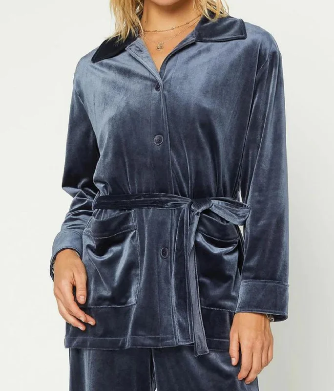 Oversized Women's Printed Blazers in Animal Patterns for a Statement PieceVelour Jacket In Midnight Navy Oversized Women's Printed Blazers in Animal Patterns for a Statement PieceVelour Jacket In Midnight Navy