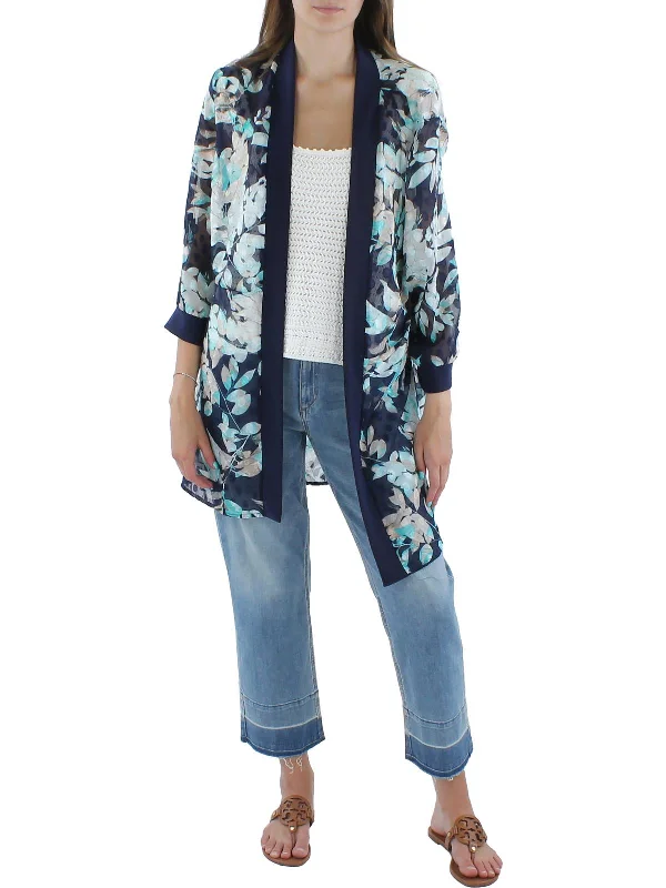 Plus Size Women's Faux Fur - Trimmed Blazers in Black for a Luxurious LookWomens Jacquard Floral Duster Blazer Plus Size Women's Faux Fur - Trimmed Blazers in Black for a Luxurious LookWomens Jacquard Floral Duster Blazer